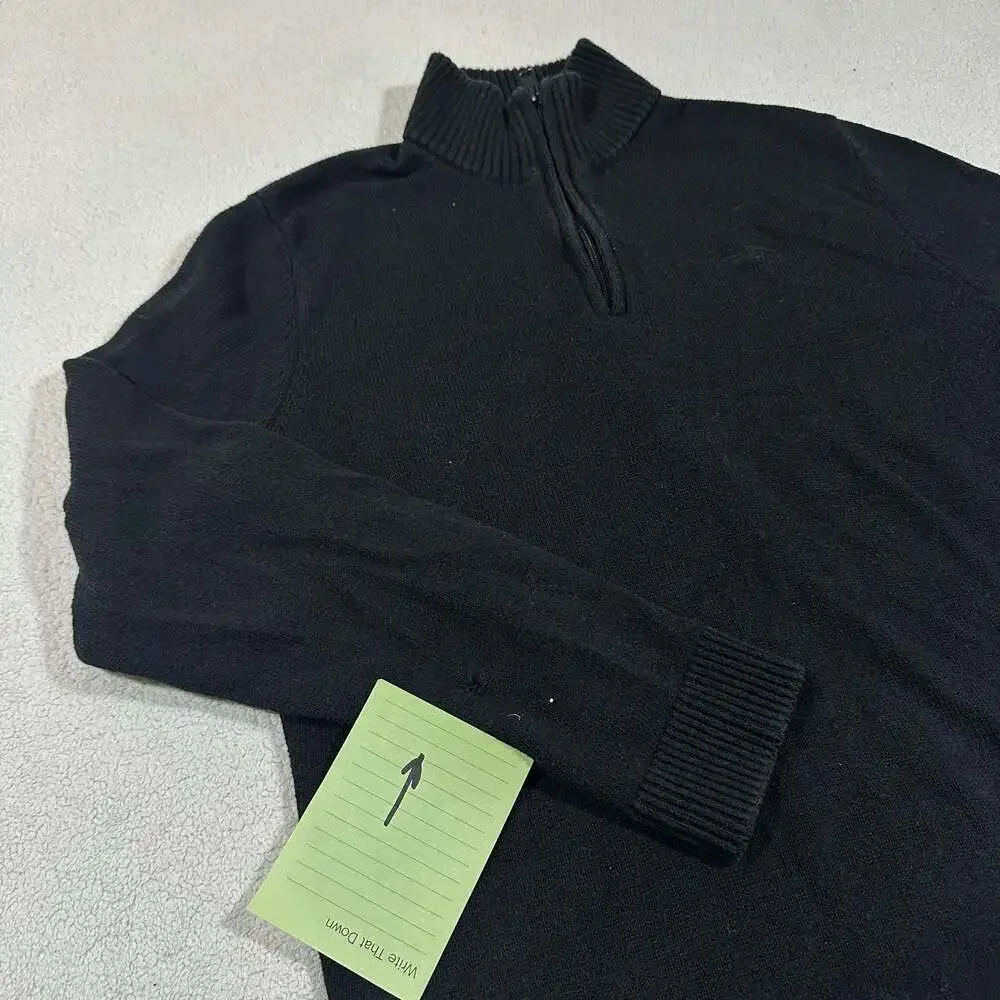 Hollister California Black Quarter Zip Sweater Mens Small Embroidered Logo